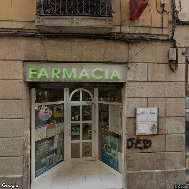 Street view near Farmàcia Benavides Helbig, Santiago in Barcelona