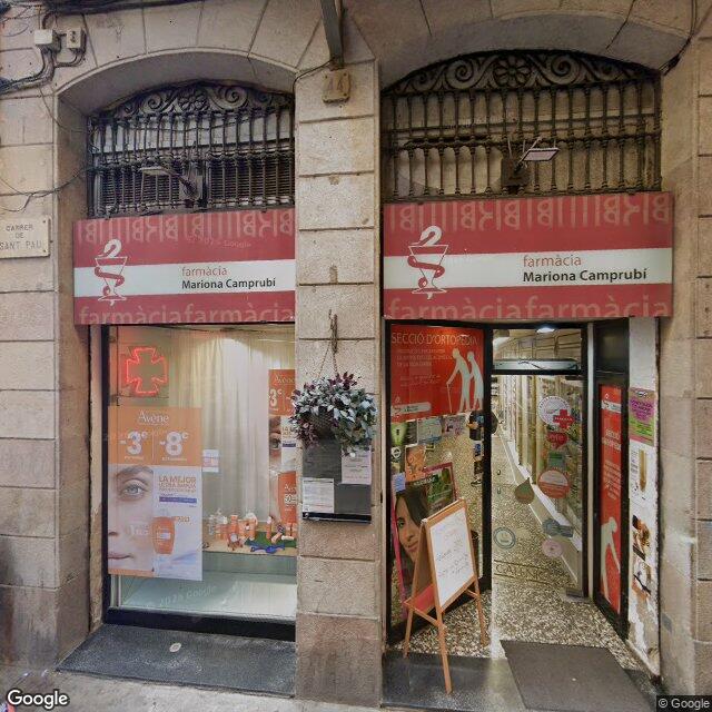 Street view near Farmàcia Camprubí Ribalta, M. Falgas in Barcelona