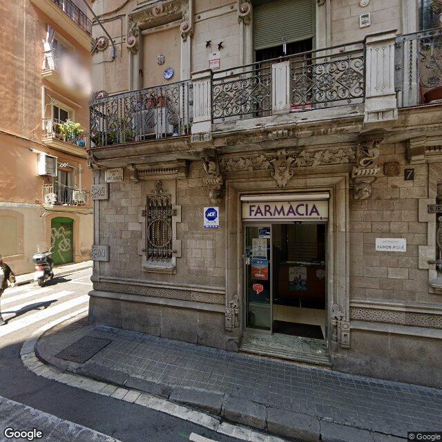 Street view near Farmàcia Piqué Figuerola, Raimon in Barcelona