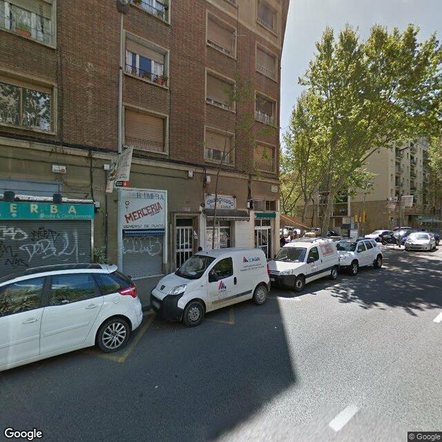 Street view near Farmàcia Reche Salmón, M. Cristina in Barcelona