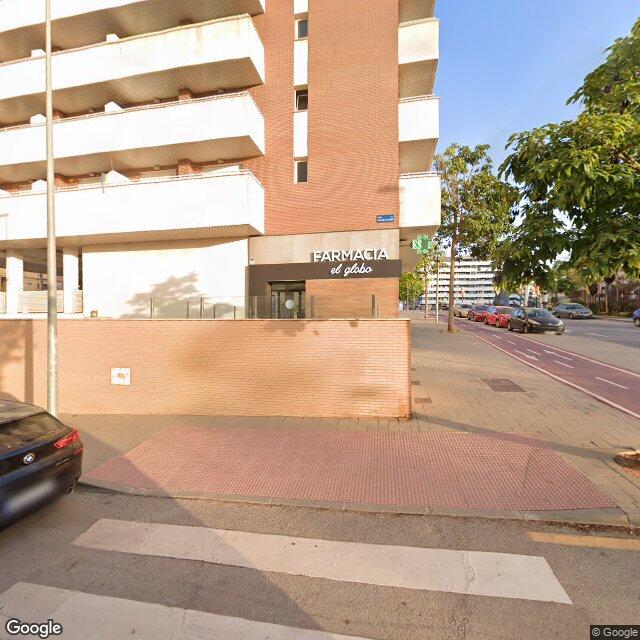 Street view near Farmacia El Globo in Málaga